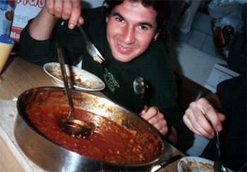 Rainer eating Chili